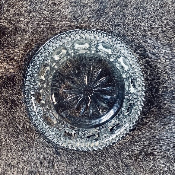 Vintage Federal Glass Windsor Button and Cane Bowl (5.5") + Plate (6.5") Set - Picture 6 of 6